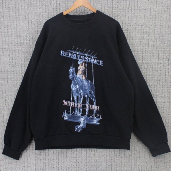 Beyoncé Crewneck Sweatshirt Mens 2XL Black Official Renaissance World Tour Merch - Picture 1 of 9